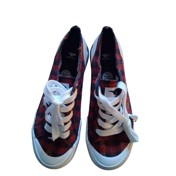 New Rocket Dog Jazzin Plaid Black & Red Women's Sneakers Size 8.5 Retro Style - Picture 1 of 8